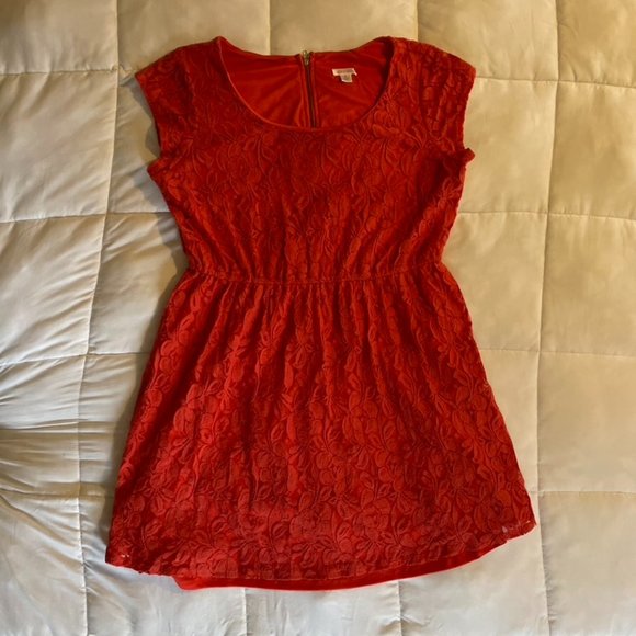 💚 Xhilaration Mini Dress Lace Burnt Orange XL - Picture 2 of 12